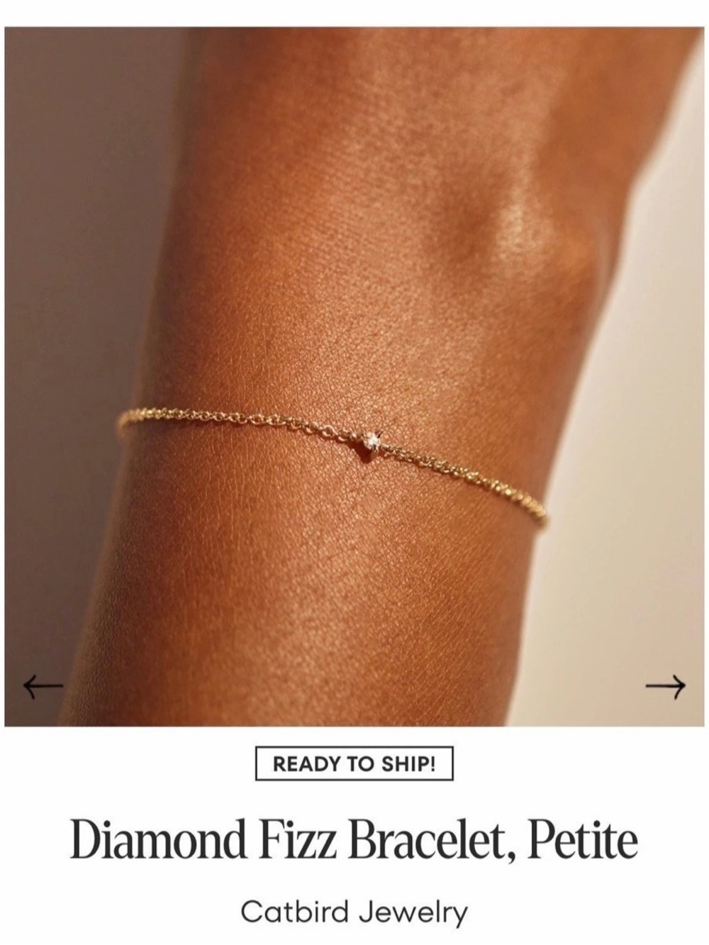 Catbird Diamond Fizz Bracelet, Petite 14k Yellow 
Gold